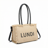 Borsa a Mano in Woven Straw Nero