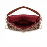 Borsa a Tracolla in Woven Straw Bordeaux