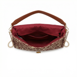 Borsa a Tracolla in Woven Straw Bordeaux