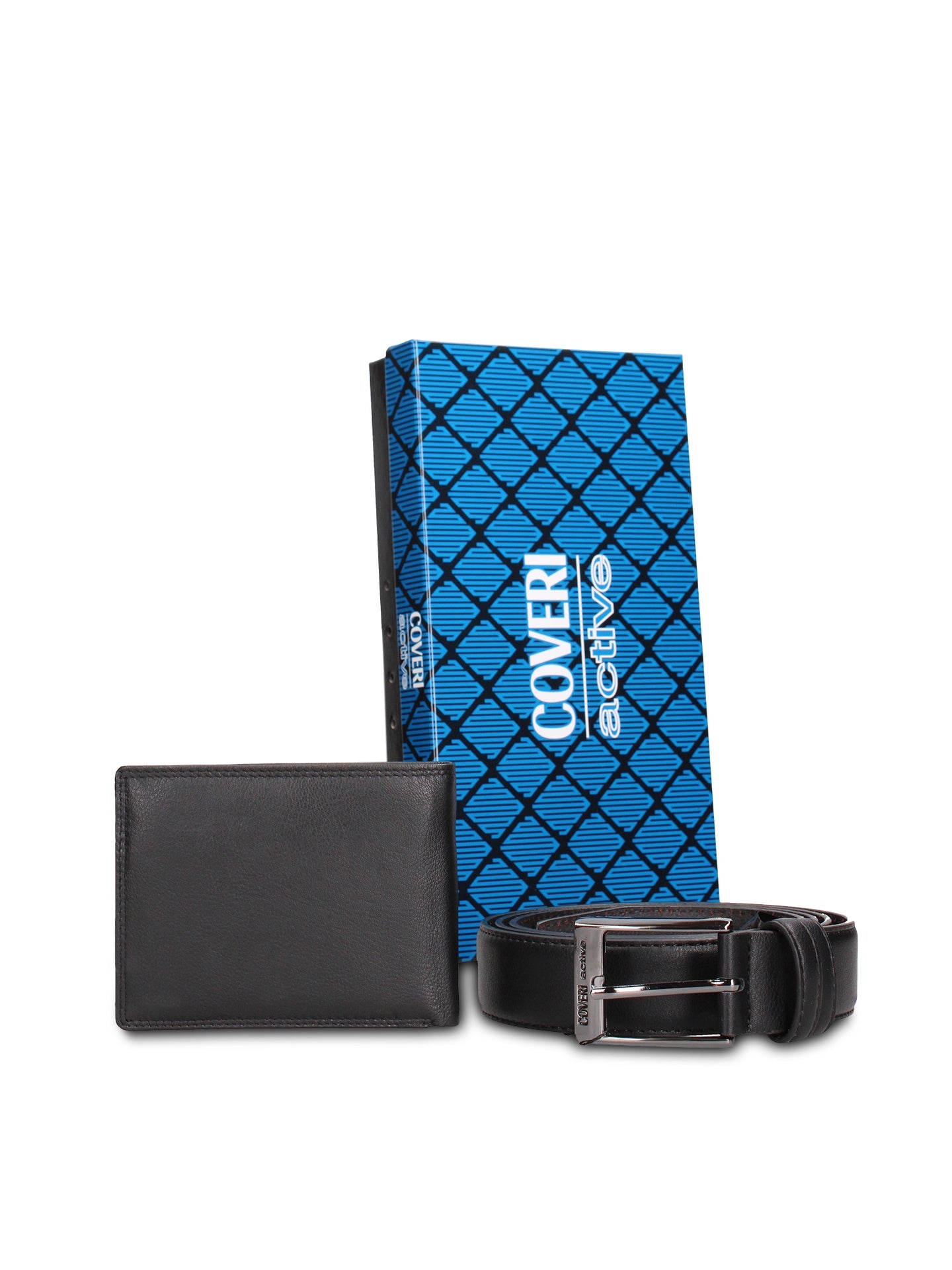 Set Portafoglio e Cintura in Vera Pelle Nero