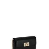 Borsa a Tracolla in Palmellato Leather Nero