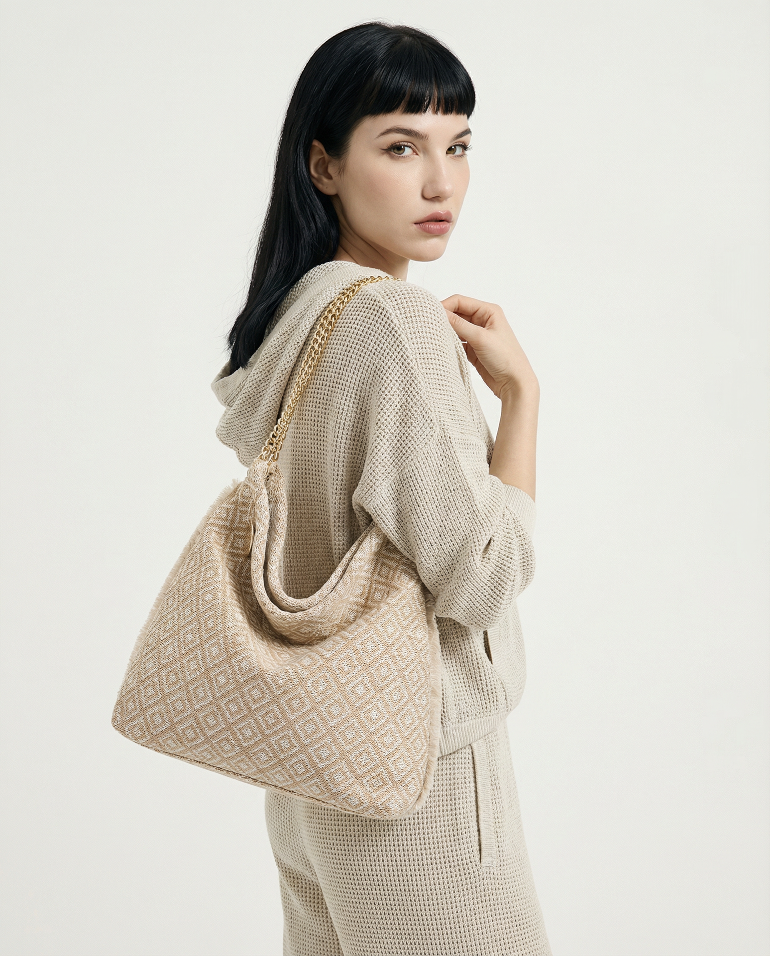 Borsa a Spalla in Poliestere Beige Kassandra
