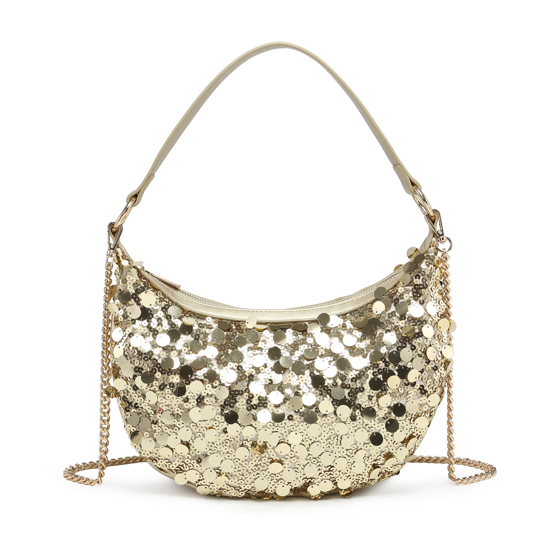 Bolso de hombro de poliéster dorado