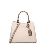 Bolso de mano de piel vegana beige
