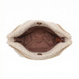 Bolso de hombro de poliéster beige