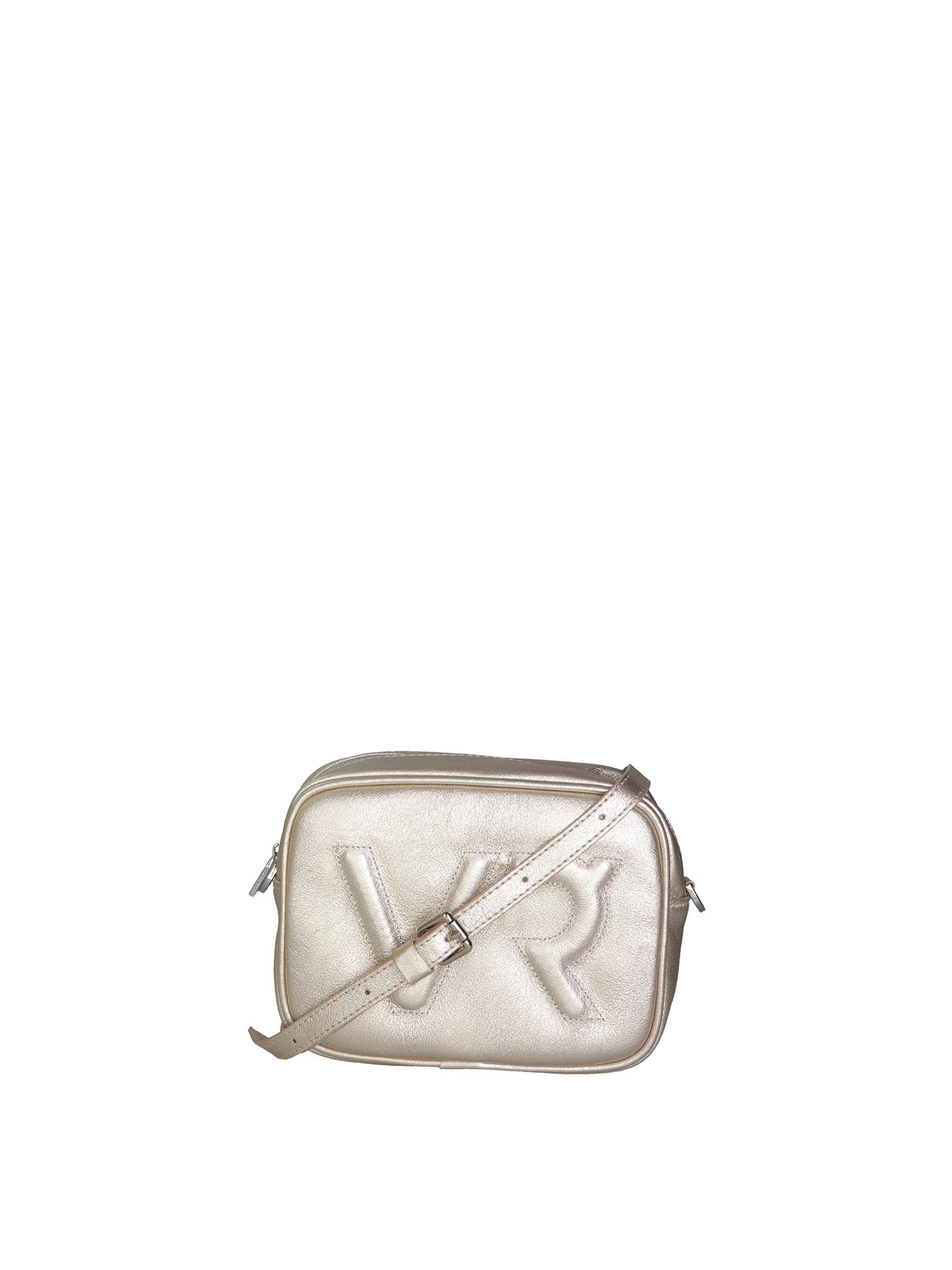 Borsa a Tracolla in Genuine Printed Suede Leather Argento