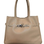 Borsa a Tracolla in Dollaro Leather Beige Scuro