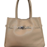 Borsa a Tracolla in Dollaro Leather Beige Scuro