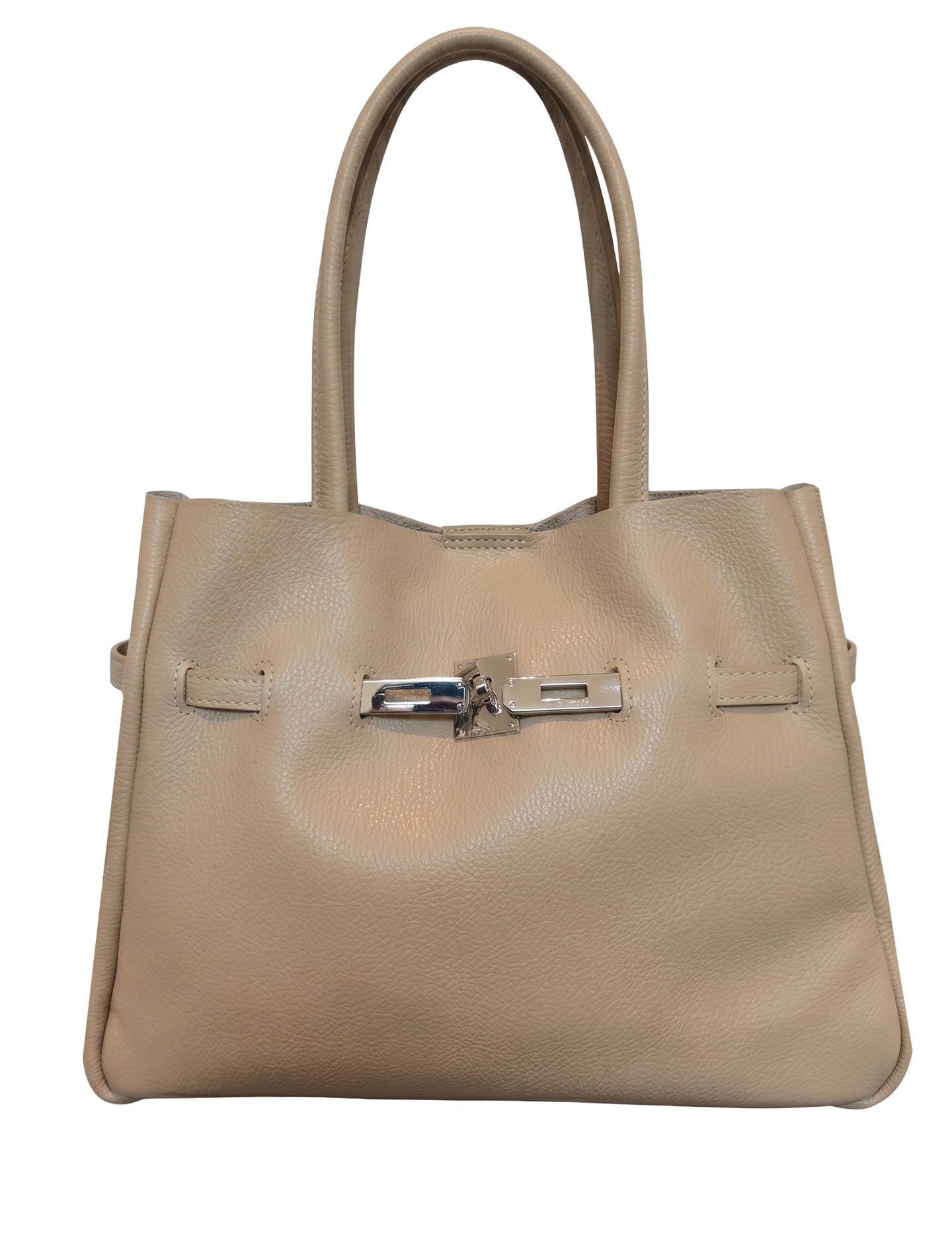 Borsa a Tracolla in Dollaro Leather Beige Scuro