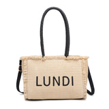 Borsa a Mano in Woven Straw Nero