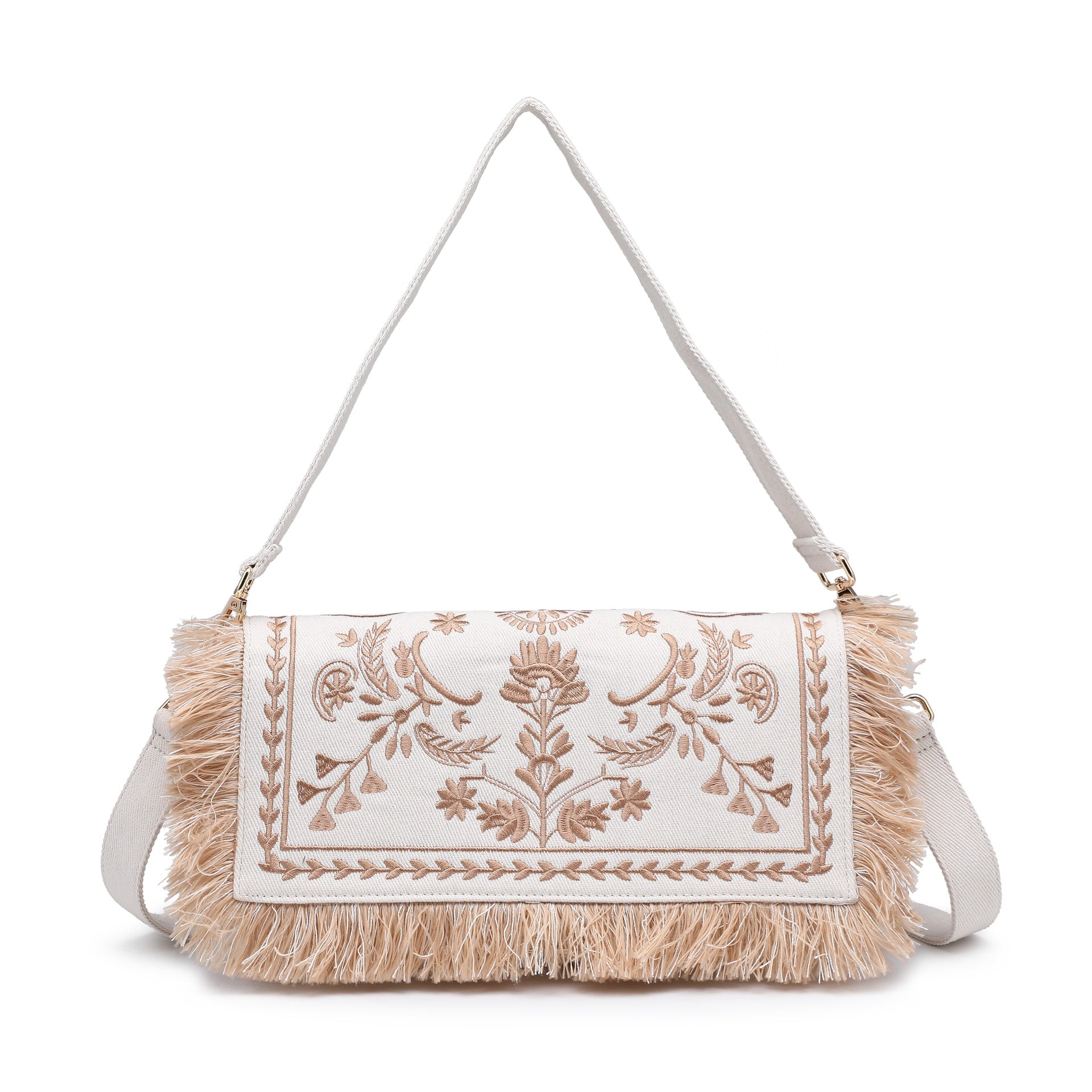Borsa a Spalla in Cotone Marrone