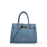 Borsa a Mano in Vera Pelle Blu Jeans