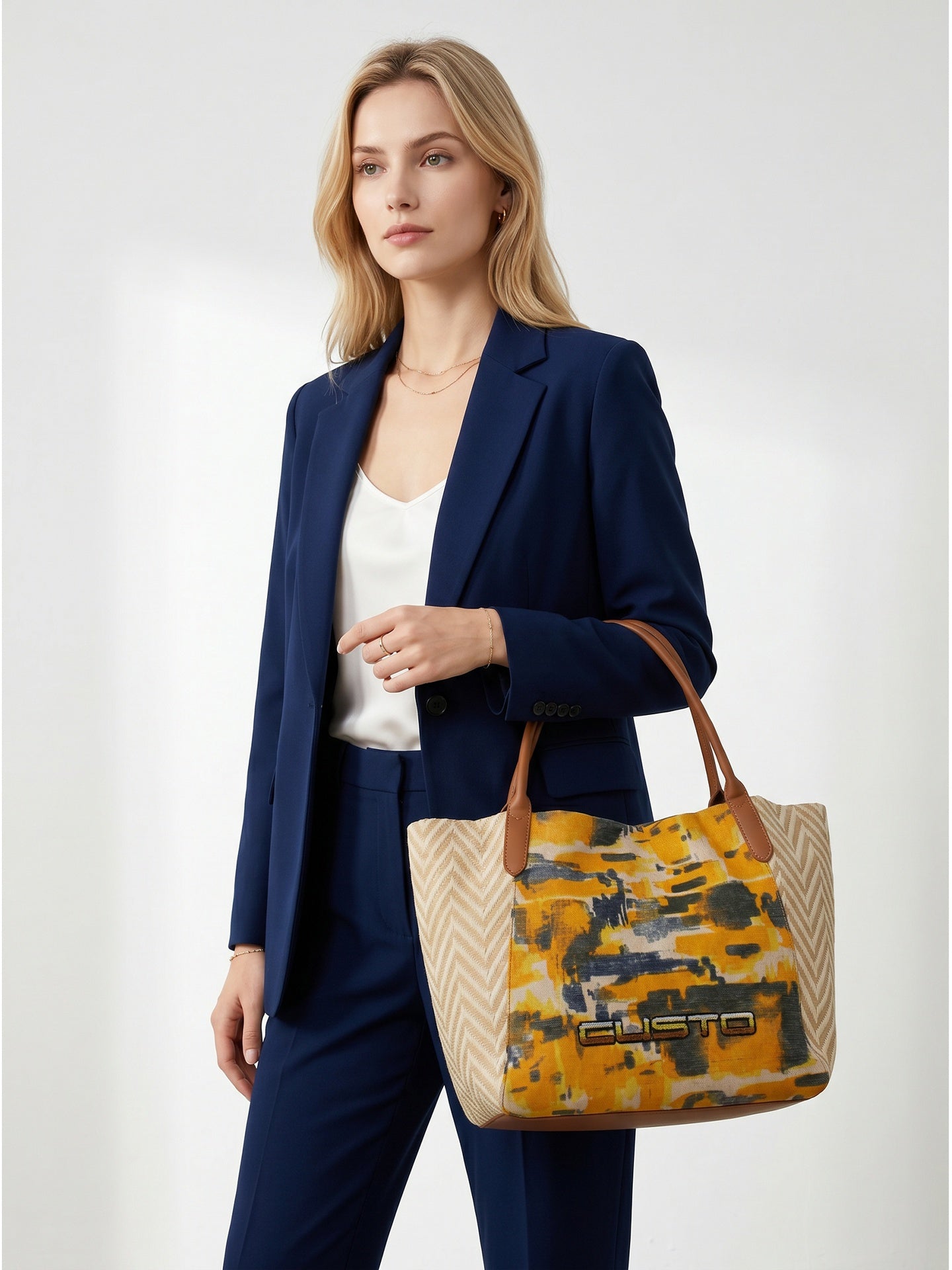 Borsa a Mano in Pelle Vegana Giallo