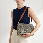 Borsa a Tracolla in Woven Straw Nero