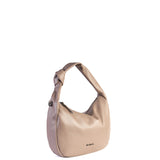 Schultertasche aus taupefarbenem Echtleder