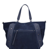 Borsa a Mano in Vera Pelle Blu Jeans Chiara Ferretti
