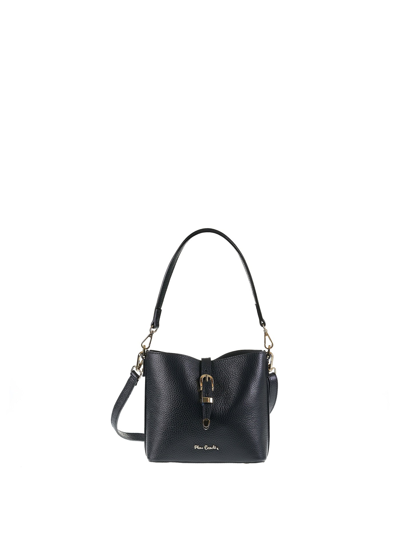 Borsa a Spalla in Vera Pelle Nero Pierre Cardin