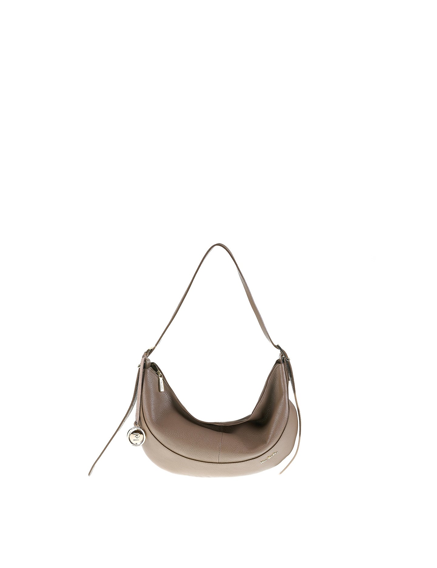 Borsa a Spalla in Vera Pelle Taupe Pierre Cardin