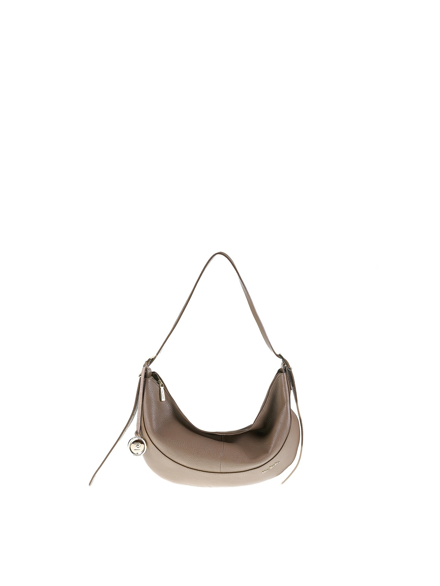 Borsa a Spalla in Vera Pelle Taupe Pierre Cardin