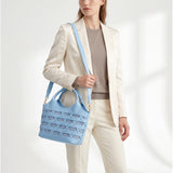 Borsa a Mano in Polyurethane Blu