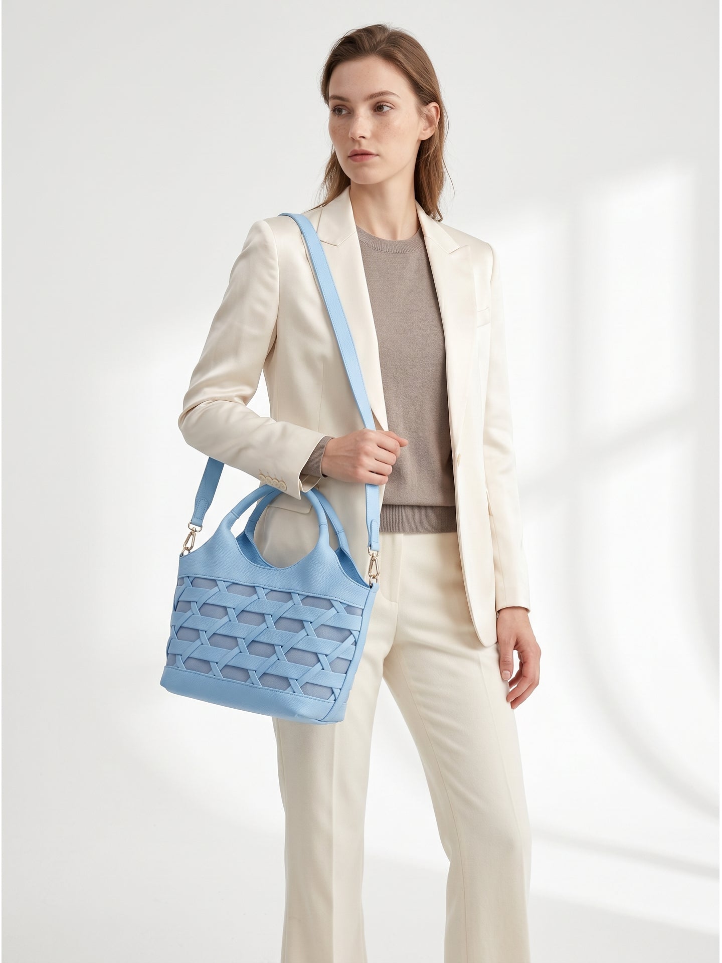 Borsa a Mano in Polyurethane Blu