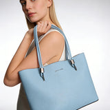 Borsa a Spalla in Pelle Vegana Blu Jeans