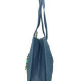 Borsa a Mano in Pelle Vegana Blue Jeans