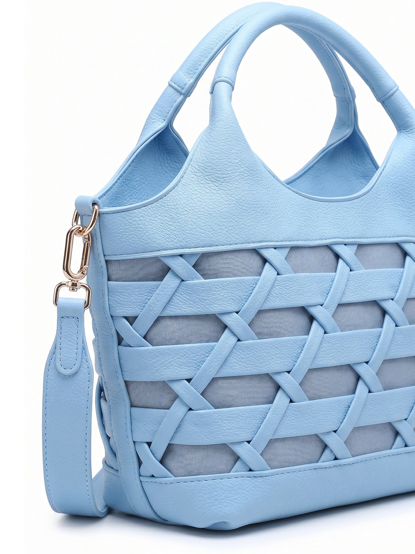 Borsa a Mano in Polyurethane Blu