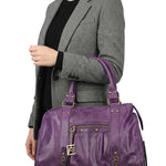 Borsa a Spalla in Genuine Printed Suede Leather Viola