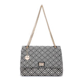 Bolso de hombro de poliéster blanco y negro