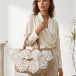Borsa Shopper in Rattan Bianco