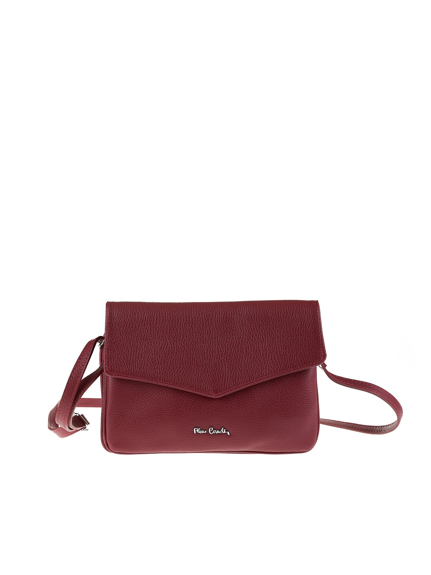 Borsa a Tracolla in Vera Pelle Bordeaux Pierre Cardin