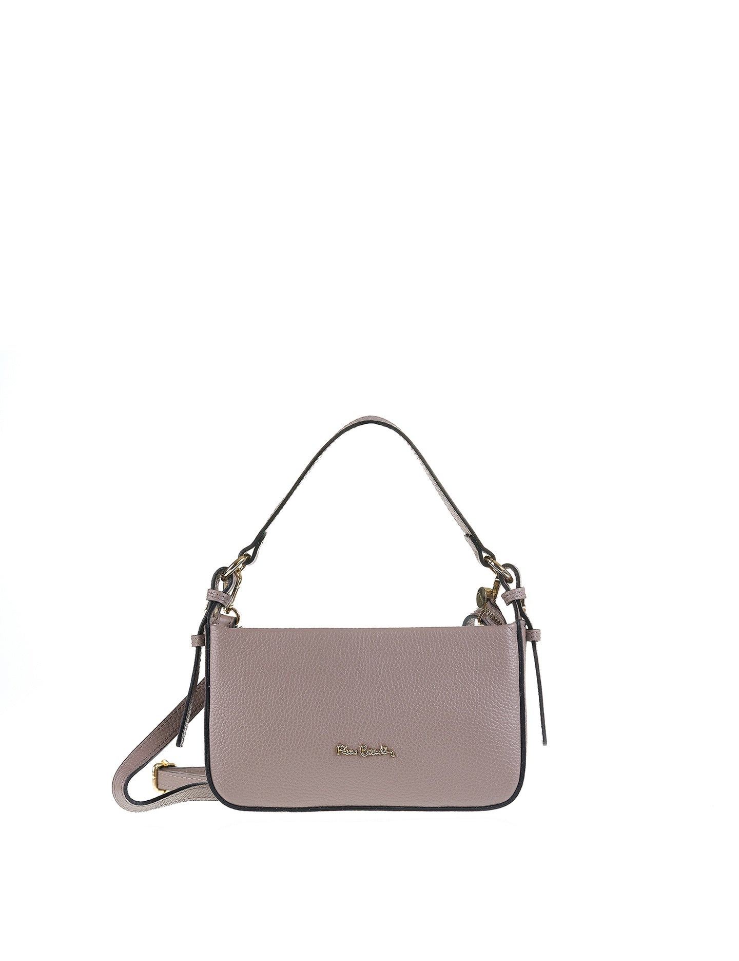 Borsa a Spalla in Vera Pelle Taupe Pierre Cardin