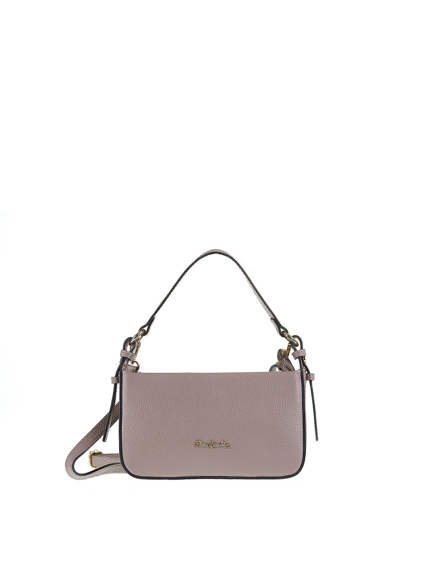 Borsa a Spalla in Vera Pelle Taupe Pierre Cardin