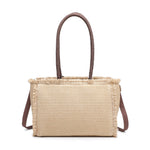 Borsa a Mano in Woven Straw Marrone