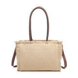 Borsa a Mano in Woven Straw Marrone