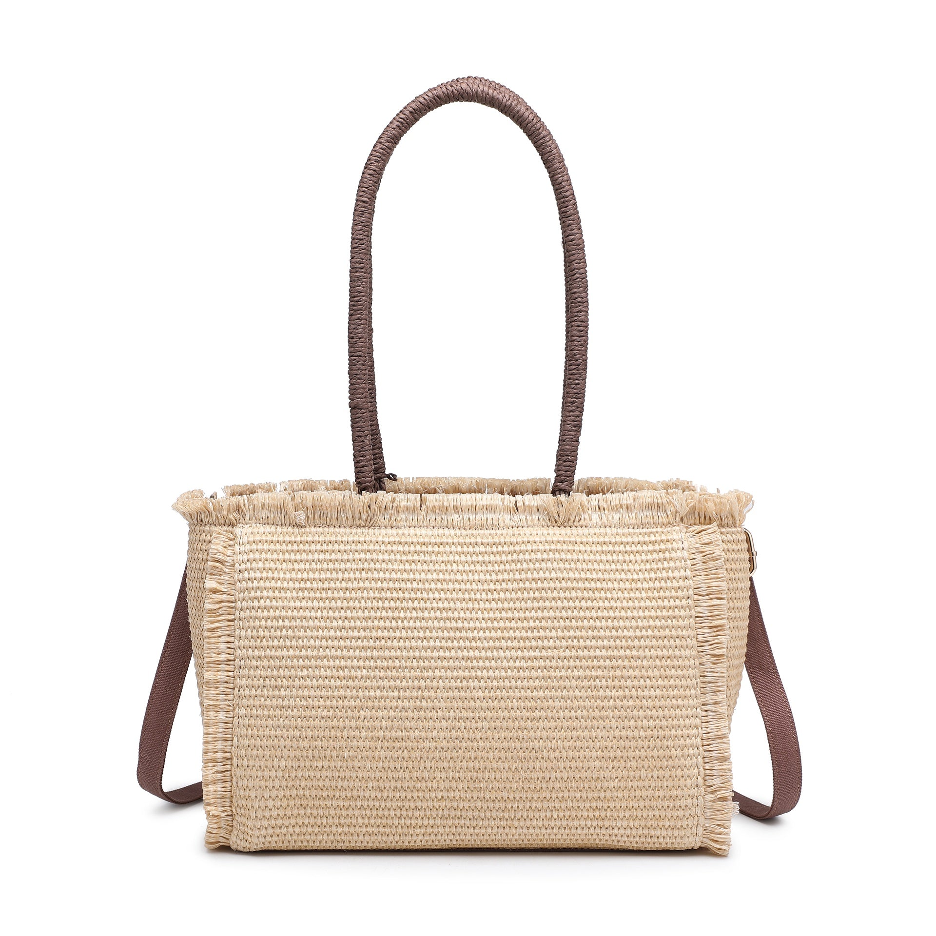 Borsa a Mano in Woven Straw Marrone