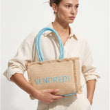 Borsa a Mano in Woven Straw Blu