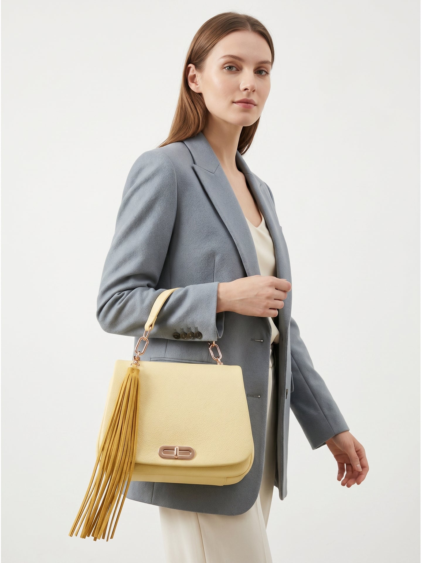 Borsa a Mano in Polyurethane Giallo