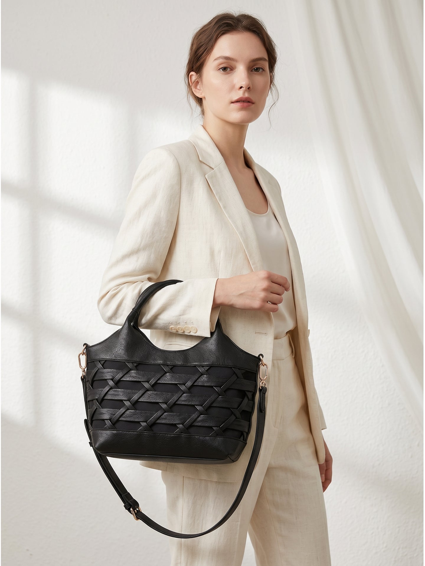 Borsa a Mano in Polyurethane Nero