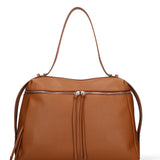 Borsa a Mano in Vera Pelle Cuoio Scuro Chiara Ferretti