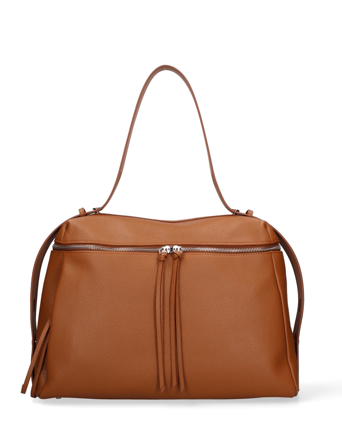 Borsa a Mano in Vera Pelle Cuoio Scuro Chiara Ferretti