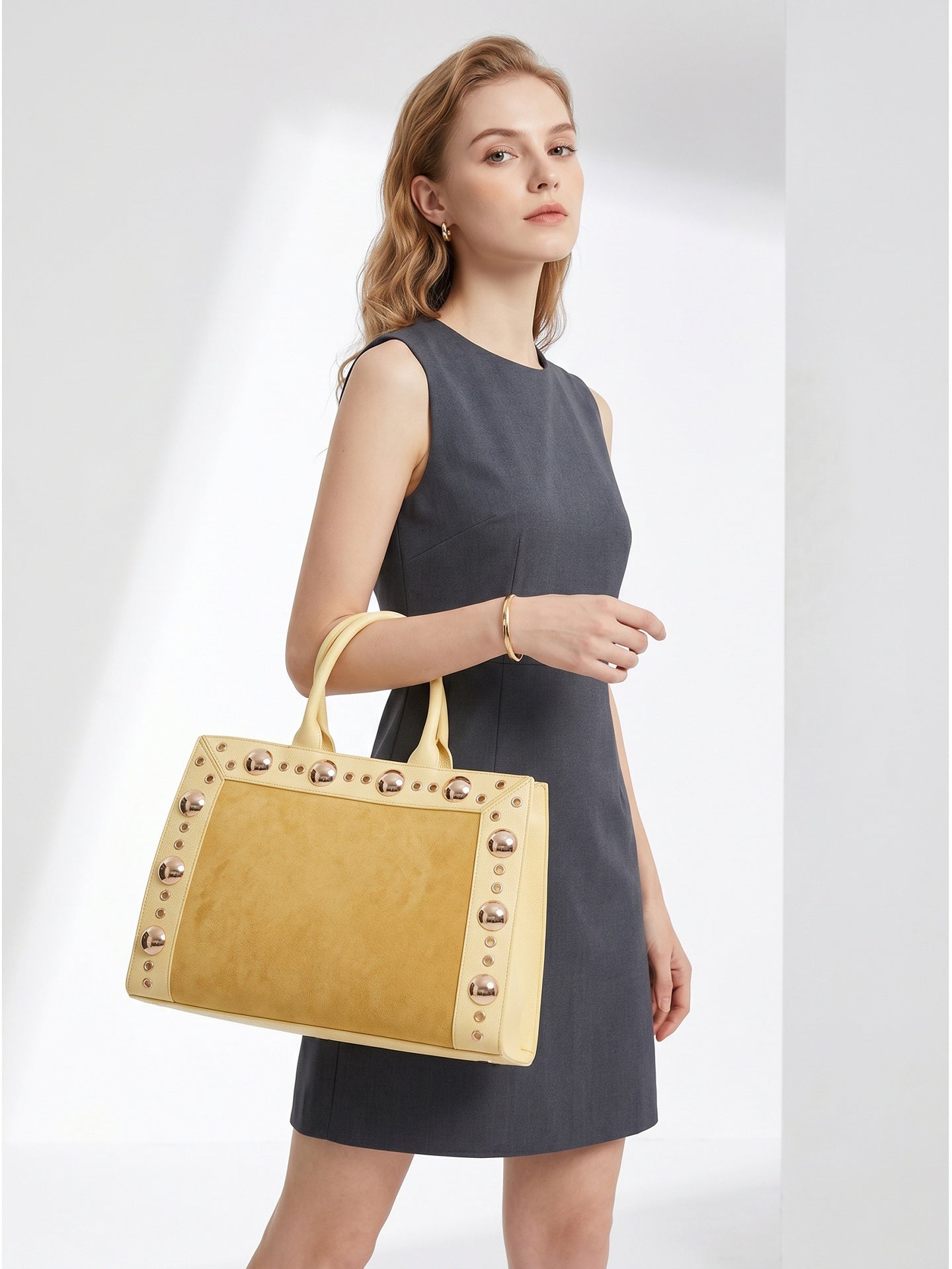 Borsa Shopper in Pelle Vegana Giallo