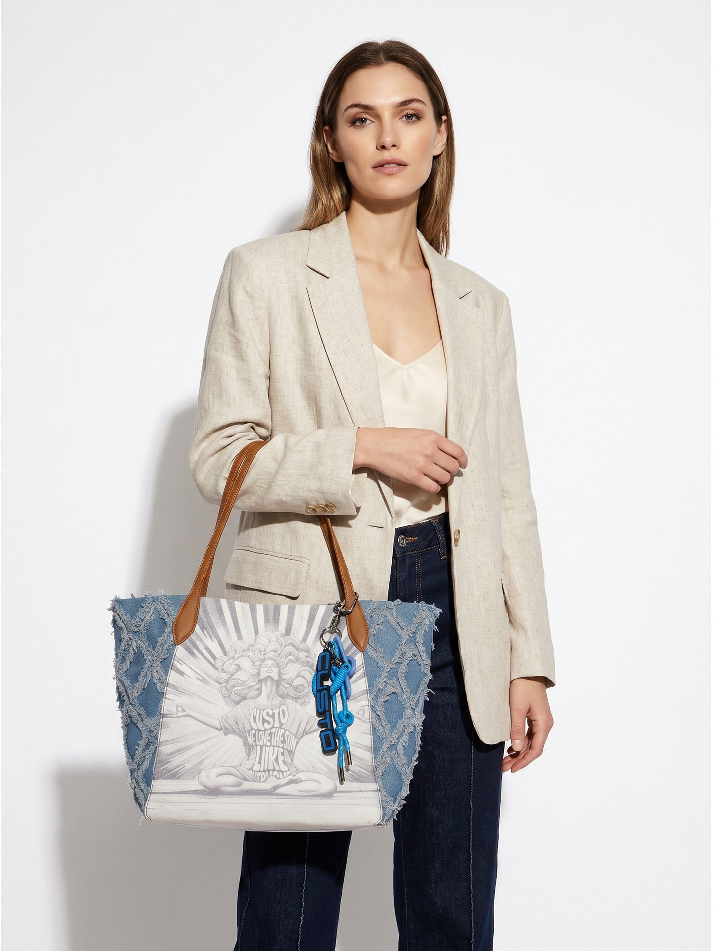 Borsa a Mano in Pelle Vegana Blu