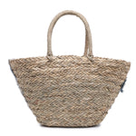 Borsa Shopper in Woven Straw Blu Jeans