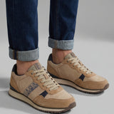 Sneakers platform in Pelle Vegana Taupe Scuro