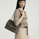 Borsa a Spalla in Poliestere Nero e Beige Kassandra