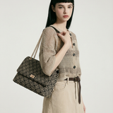 Borsa a Spalla in Poliestere Nero e Beige Kassandra