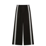 Pantaloni Donna in Cotone Nero e Panna