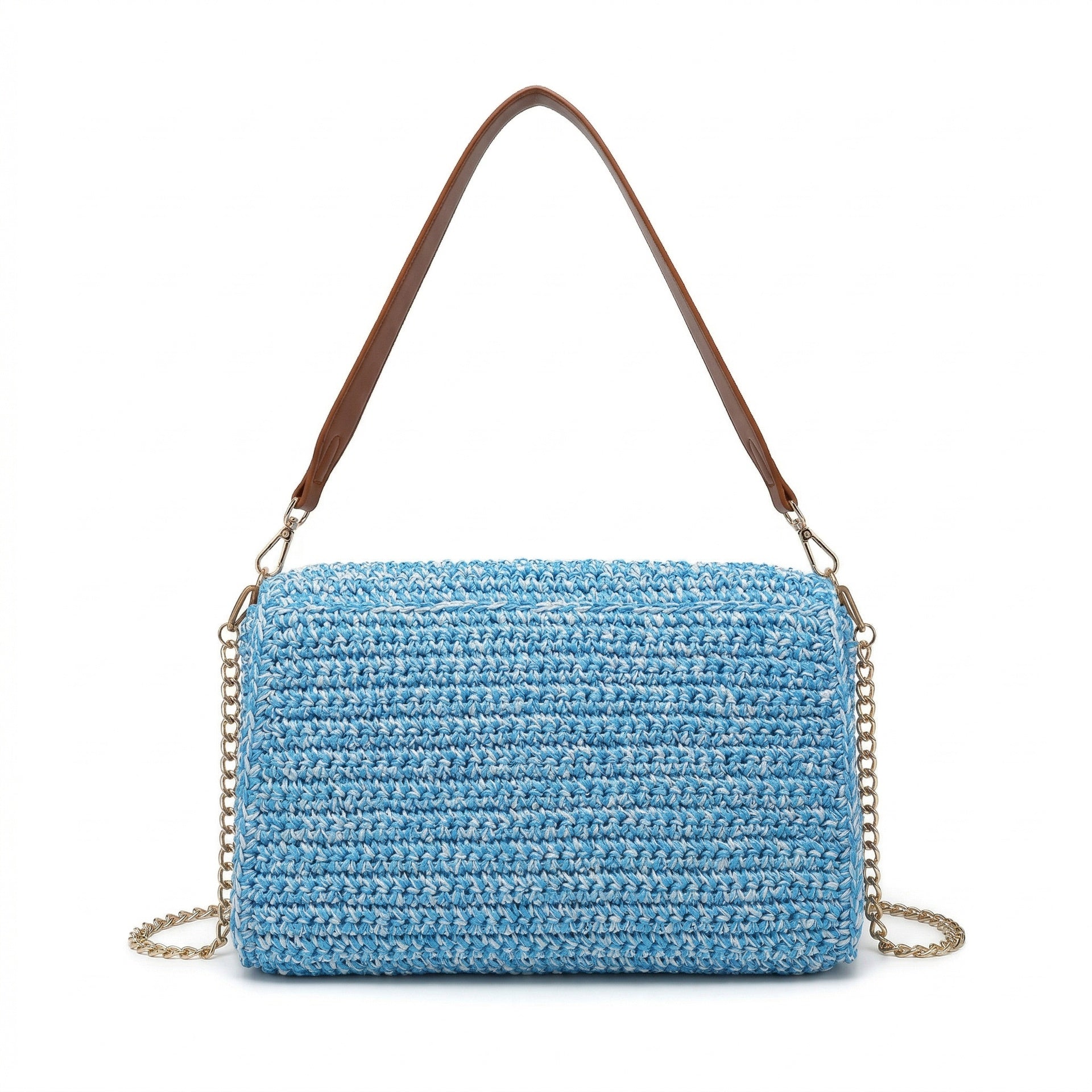 Borsa a Tracolla in Woven Straw Blu